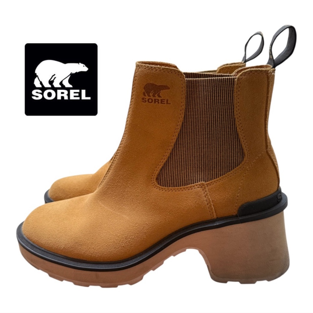 Sorel Hi-Line Chelsea Boots With Chunky Heel